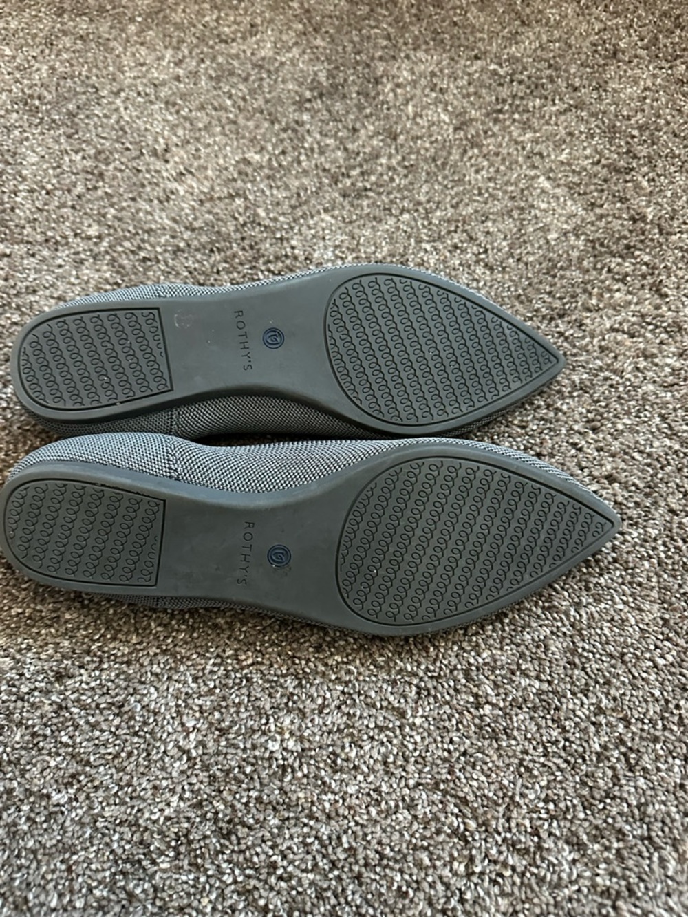 Rothy’s The Point Heather Gray Knit Flats Blue Halo Trim Size 9.5 Like New - Picture 5 of 6